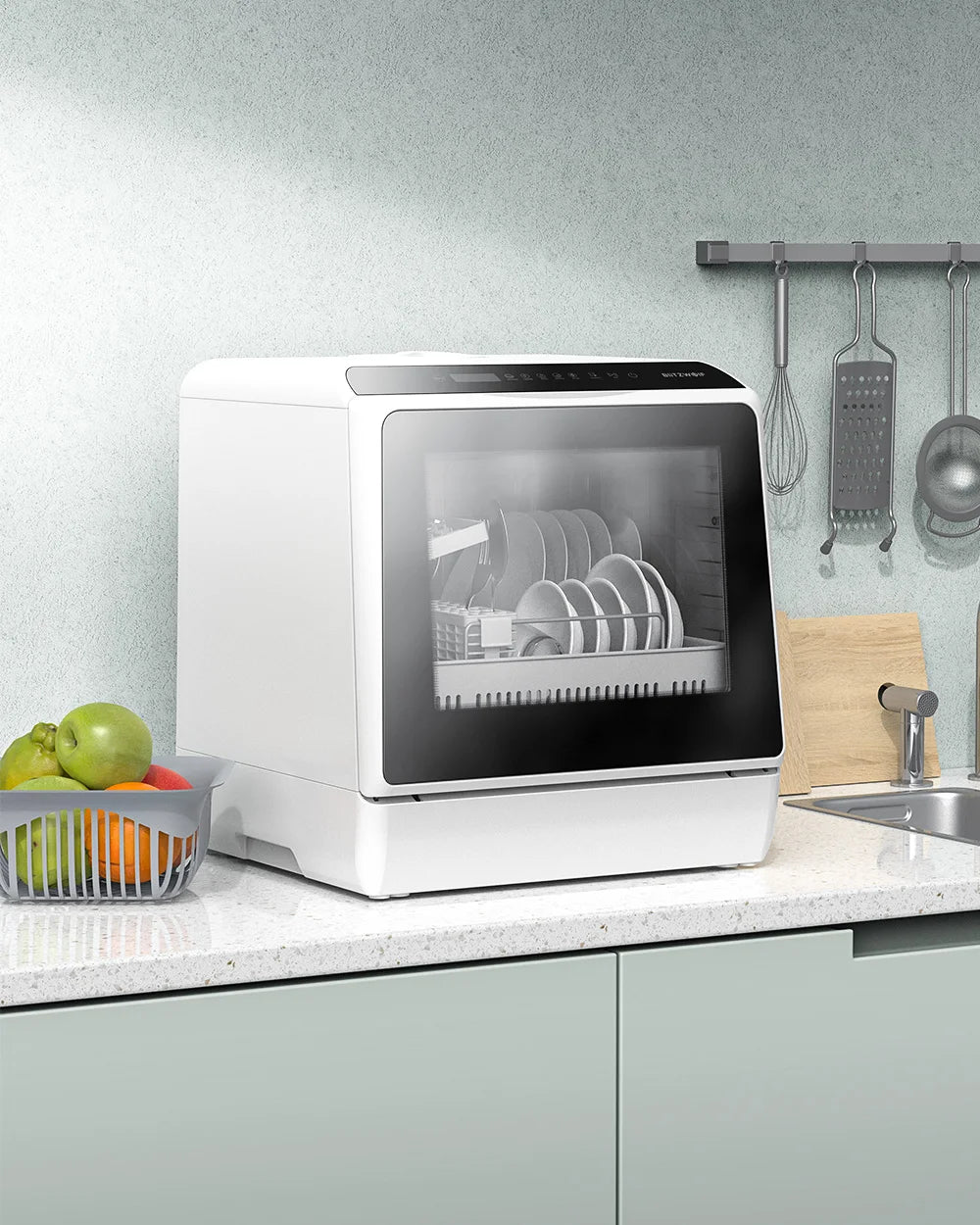 BlitzHome BH-CDW1 Smart Portable Countertop Dishwasher with APP Control 4-6 Sets Big Capacity Dual Water Inlet Modes Washers