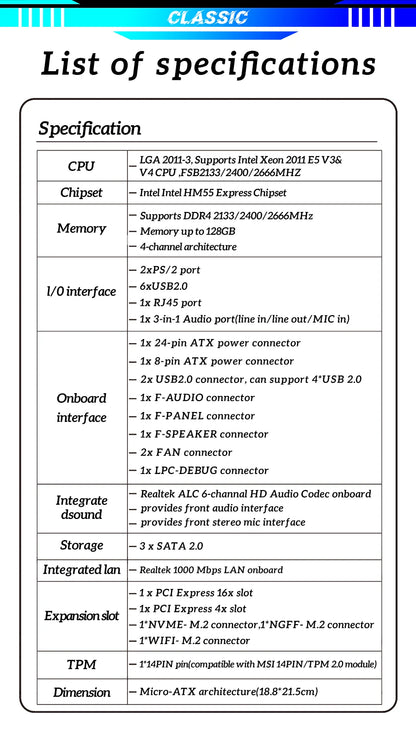 SOYO X99 Motherboard LGA 2011-3 Set Kit Xeon E5 2680 V4 CPU Processor 16G=1*16G DDR4 REG ECC RAM Memory M.2 NAME For Computer