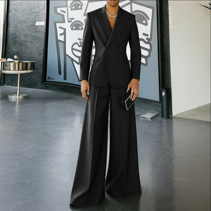 INCERUN Men Sets Solid Color Double Breasted Long Sleeve Blazer & Pants Two Pieces Sets Streetwear Fashion Casual Men's Suits