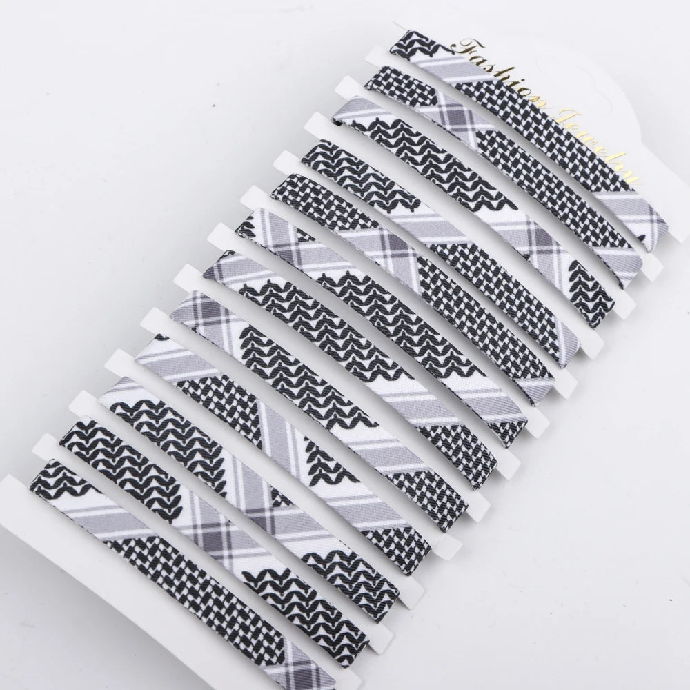 1/4/12Pcs Arabic Scarf Style Woven Bracelet For Women Men Handmade Ethnic Wave Dot Colored Wrap Bracelets Couple Jewelry Gifts