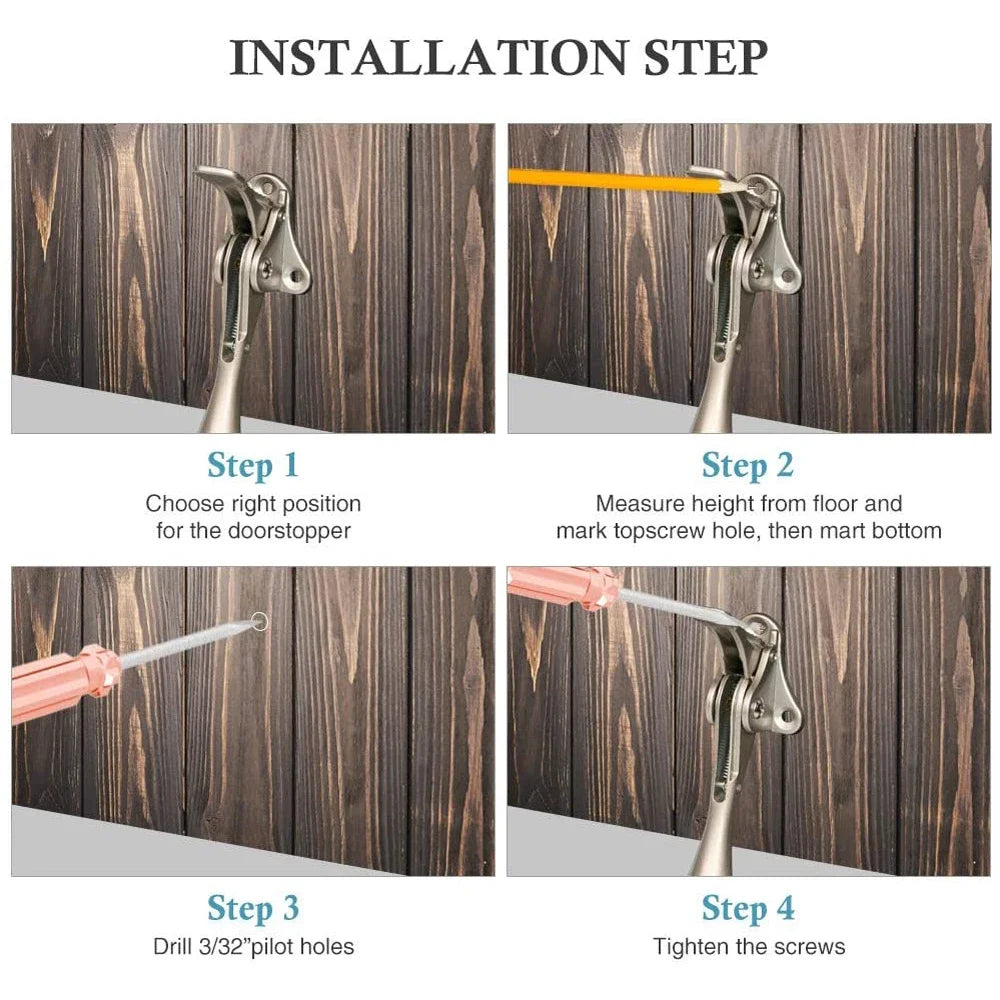 Door Stopper Heavy Duty Mute Zinc Alloy Door Stops with Non-Slip Rubber Tip Hidden Wall Protector Hardware
