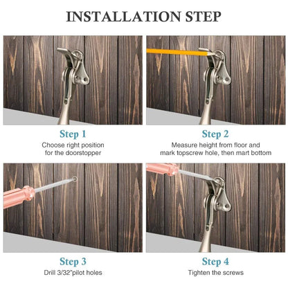Door Stopper Heavy Duty Mute Zinc Alloy Door Stops with Non-Slip Rubber Tip Hidden Wall Protector Hardware