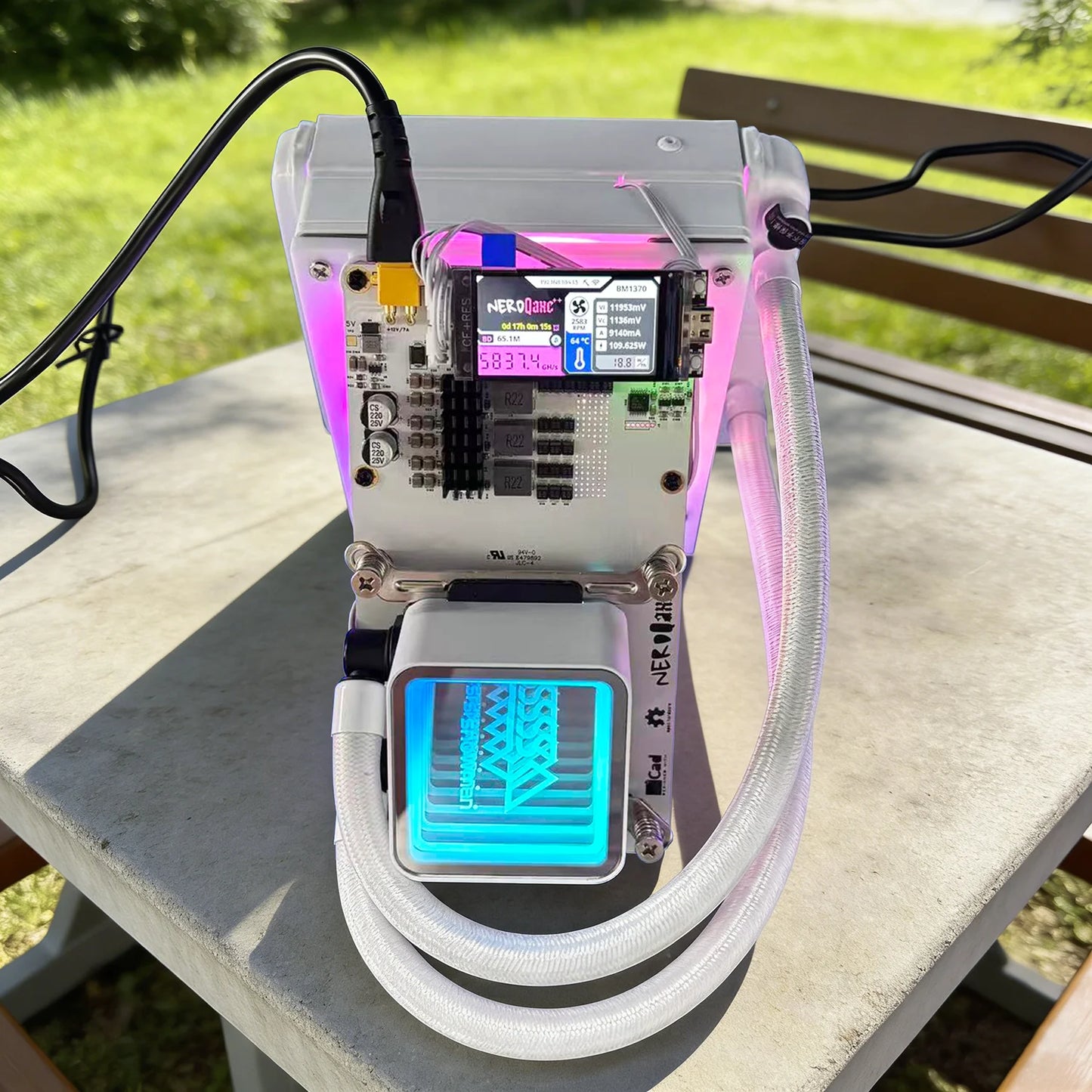 Hot Sale New Real NerdQaxe Rev 6.1 White Hydro 6Th/s±10% 100W±10% Bitcoin Solo Miner Home use with PSU In Stock