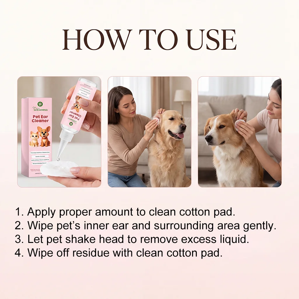 Pet Ear Cleaner Remove Earwax & Ear Mites Relieve Itching & Discomfort Reduce Inflammation Gentle Pet Ear Care Cleansing Drops