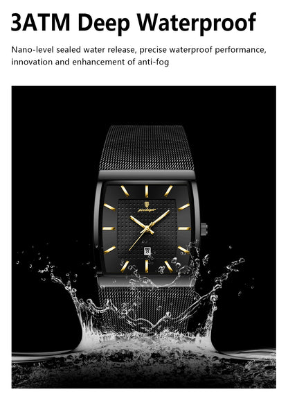 POEDAGAR Top Luxury Men Wristwatch Waterproof Luminous Stainless Steel Mesh Date Man Watch Fashion Business Quartz Men's Watches