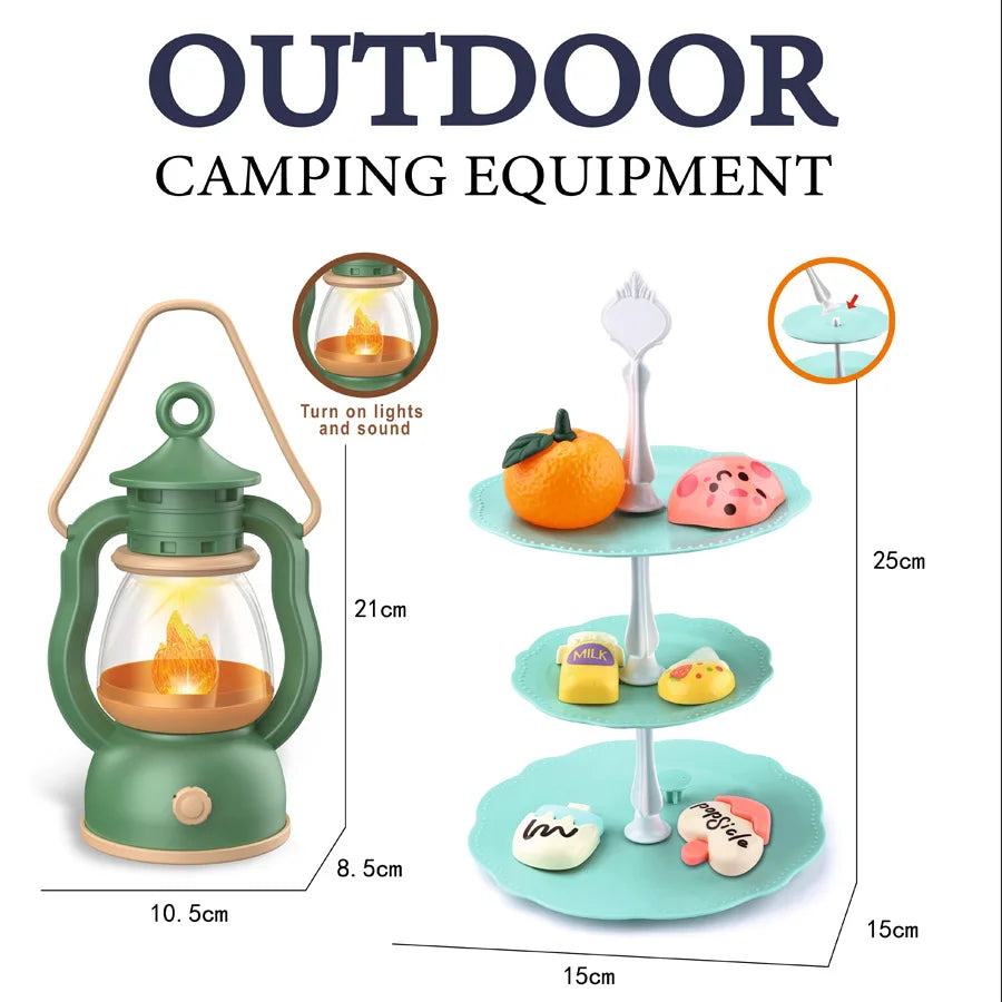 Kids Camping Tent Set Baby Playground Miniature Foods Children's Tent House Indoor Outdoor Parent-Child Interactive Game Toys
