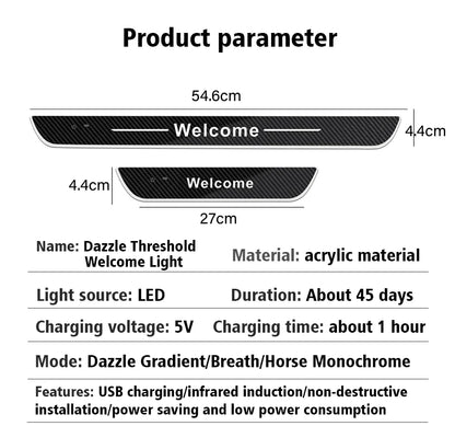 Customized Carbon fiber Car Logo Door Illuminated Sill Light Projector Lamp Power Moving LED Welcome Car Scuff Plate Pedal Light