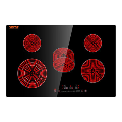 SucceBuy 2/4/5 Burners Built-in Induction Stove Top 12/24/30in Ceramic Glass Electric Cooktop For Household Commercial  Cooking