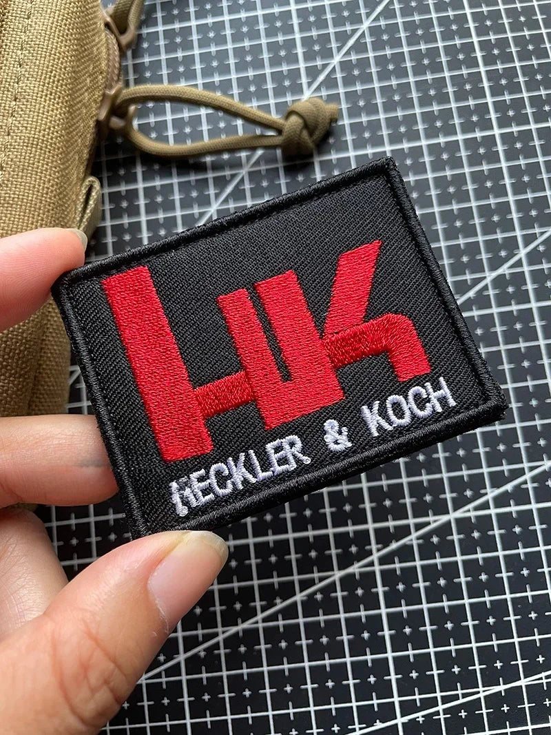 HECKLER&KOCH Embroidered Patches Hook&Loop Tactical Morale Badge Armband on Outdoor Backpack Appliques for Clothing Stickers