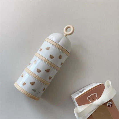3 Layers Baby Milk Powder Box Cartoon Bear Tulip Portable Formula Dispenser Non-Spill Stackable Infant Food Tank Toddler