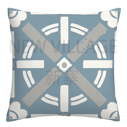 Lake blue white geometric linen pillowcase sofa cushion cover home decoration can be customized for you 40x40 45x45 50x50 60x60