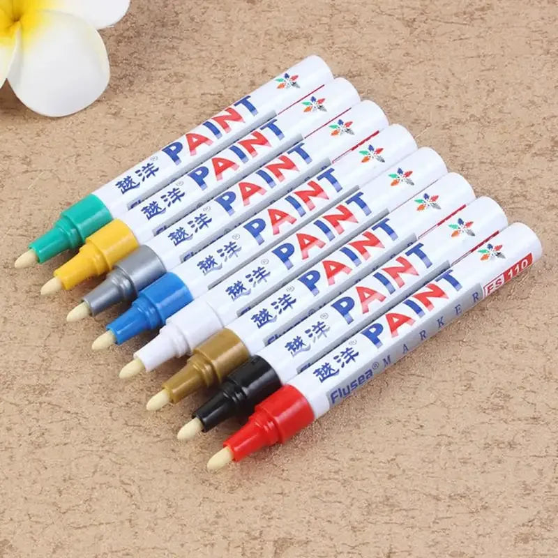 Car Paint Scratches Repair Brush Pen Waterproof Water Paint Marker Pen Car Tire Tread Care Automotive Black White Red Silver