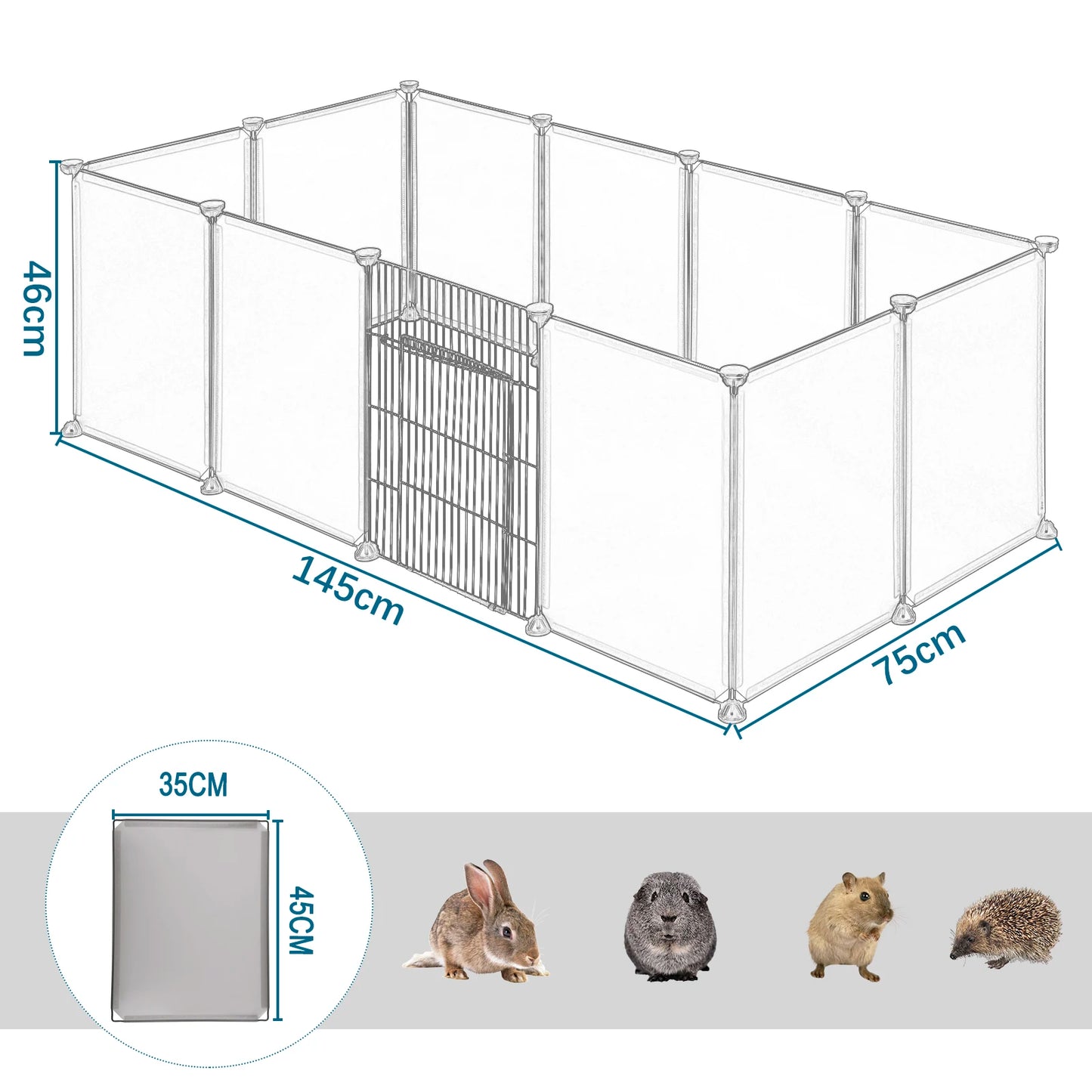 EUGAD Pet Playpen DIY Metal Wire Exercise Modular Enclosure with Door Small Animals Cage for Guinea Pig Rabbit Gerbil Hedgehog Pet Run
