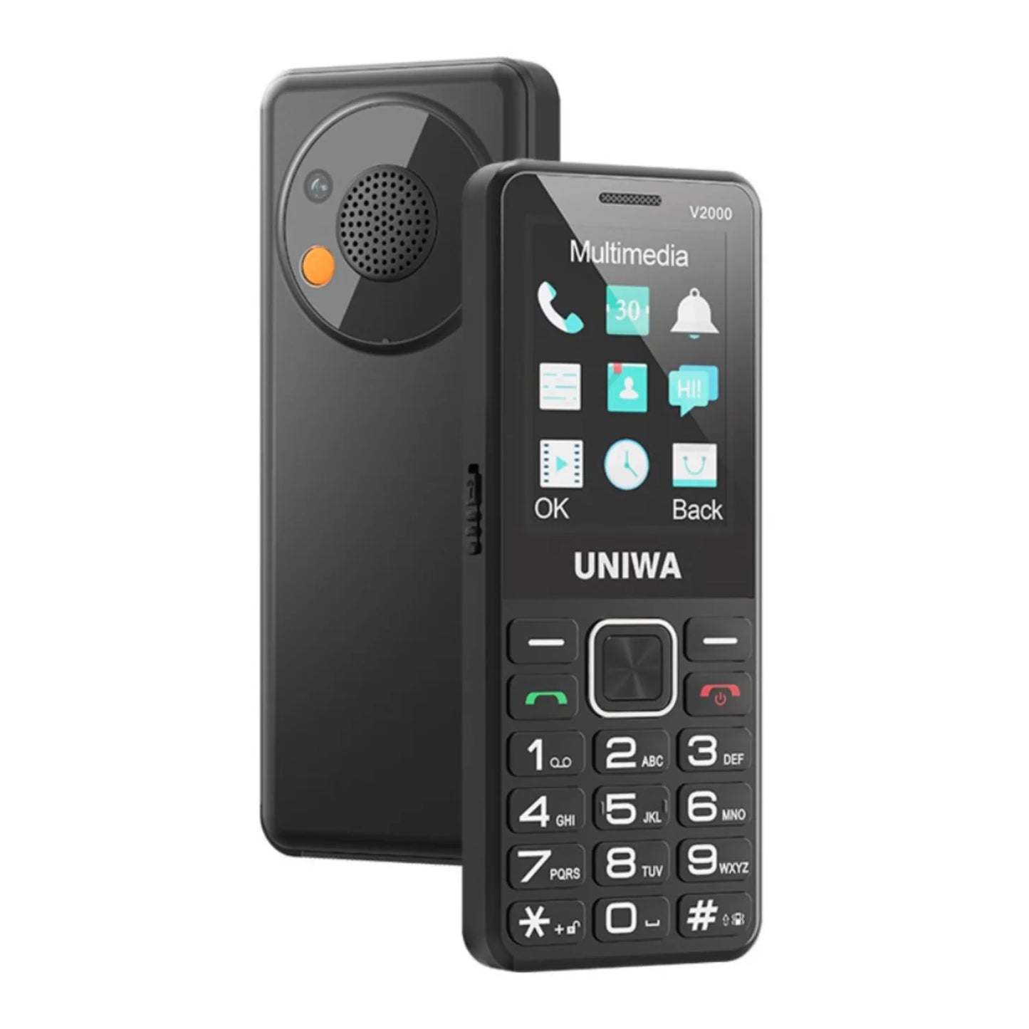 UNIWA V2000 4G VoLTE Keypad Phone 2.4 Inch Big Button Loud Volume Dual SlM 1700mAh Russia Hebrew Keyboard Feature Phones Elderly