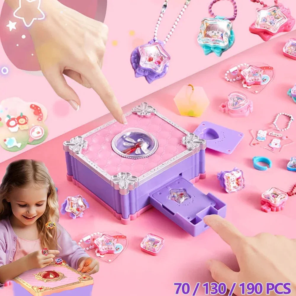 Chriyungel DIY Jewelry Making Kit for Girls 3D Magic Bracelets Rings Keychains Creative Craft Box Set Xmas Birthday Gift for Kid