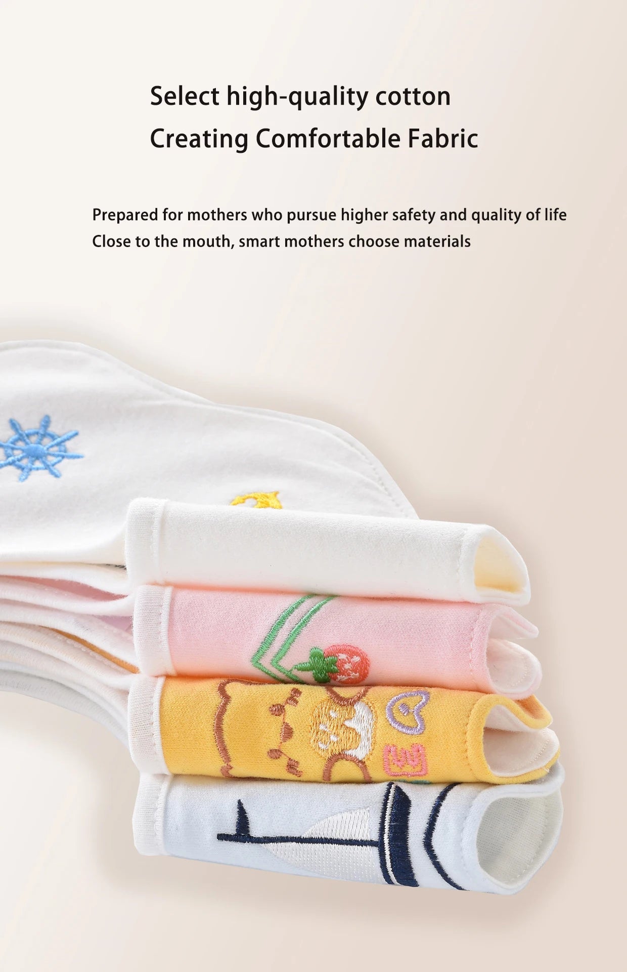Cute Embroidery Cotton Baby Bibs Autumn New Infant Bib Newborn Burp Cloths for Kids Boy Girl Spring Soft Feeding Saliva Towel
