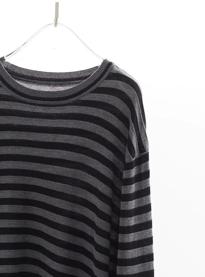 Classic Striped Long Sleeve T-Shirt Casual Versatile Knitted Pullover Top for Women 2026 Spring New Style