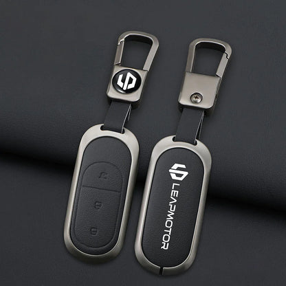 Zinc alloy+leather car remote key set, suitable for Leapmotor C16 C11 C10 C01 B10 T03 S01 car keychain key set chain accessories
