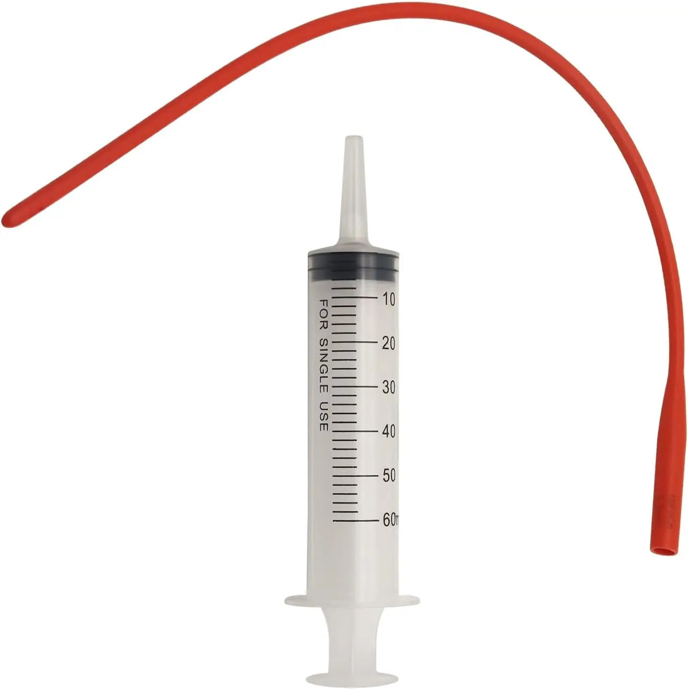 Lamb Feeding Syringe with 2 Red Tube 60ml Reusable Drench Goat Syringe for Lamb Dog Sheep Piglet Rabbit Feeding