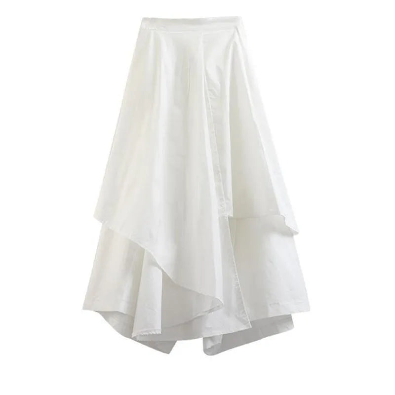 Women Skirts Gothic Irregular Skirts Pants Women High Waist White Black Long Skirts Female Pleated Skirts Culottes Women Clothes