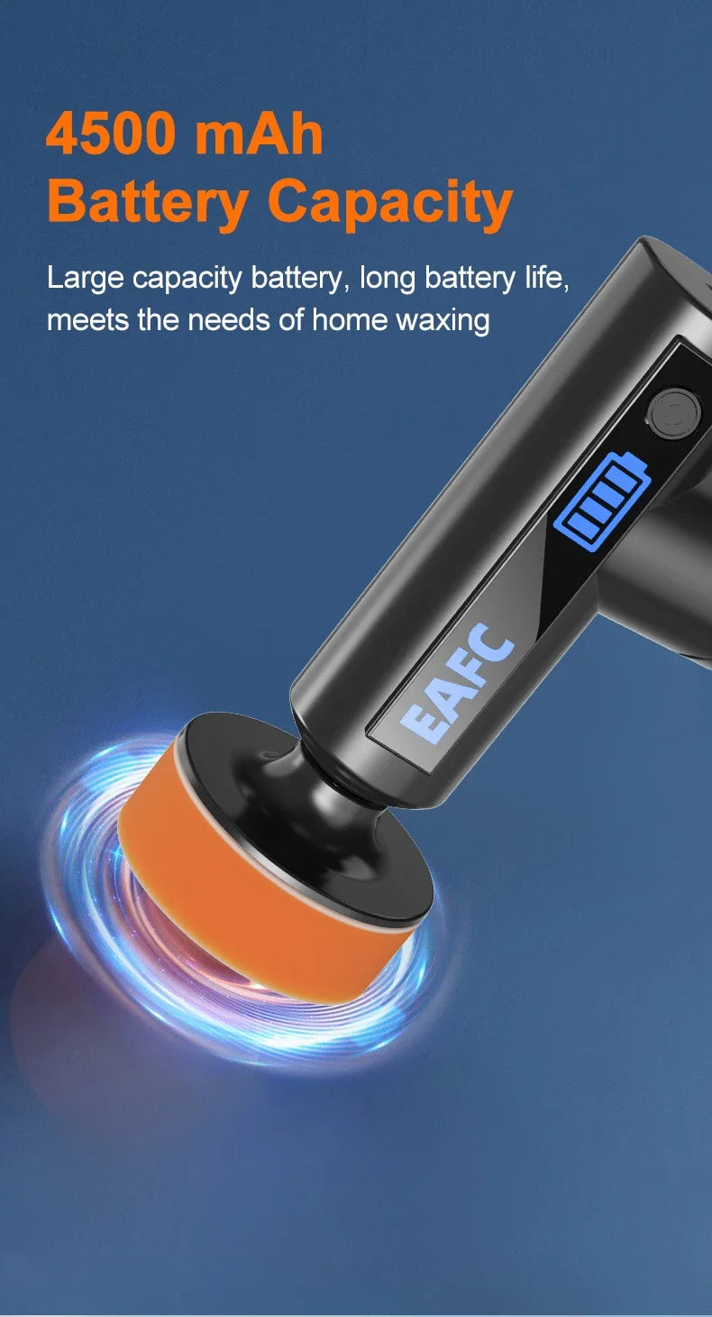 EAFC Car Polisher Handheld Wireless Polisher Glass Oil Film Remover Car Polishing Waxing Machine Power Tool for Car Body Cleanig Waxing Repair