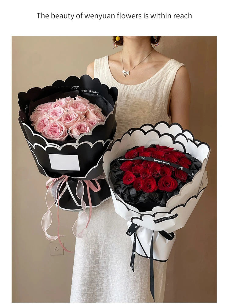 Valentine'S Day Aesthetics Wave Border Flower Wrapping Paper Art Dopamine Butterfly Bouquet Korean Wrapping Paper For Flowers