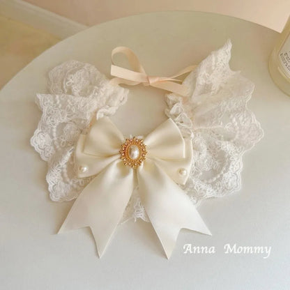 Fashion Adjustable Cat Lace Bow Bib Decorative Sweet Dog Collar Dress Up Adorable Pet Collar Photo Shooting