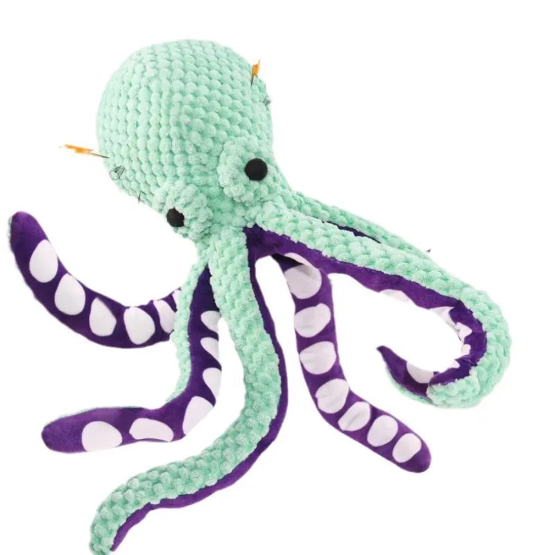 Squeaky Plush Octopus Chew Toy Durable Boredom Relief Teething Kicker for Pets