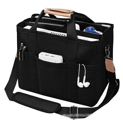 Women's Casual Canvas Handbag Multi-pocket Large Capacity Tote Bag Adjustable Shoulder Strap Casual Shoulder Shopper Bag Female