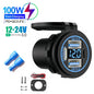3 Ports Quick Charge Dual PD & QC 3.0 112W Aperture Car Charger Outlet Socket For 12V 24V Motorcycle Boat Marine Truck ATV
