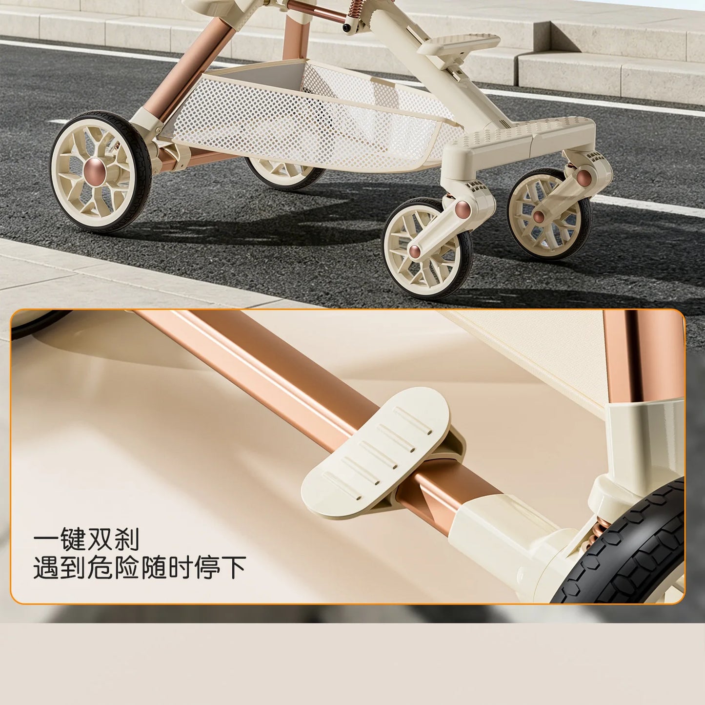 A6-2 Twin Pet Stroller Aluminum Alloy Detachable Foldable Lightweight Separate Travel Cart for Dogs Cats