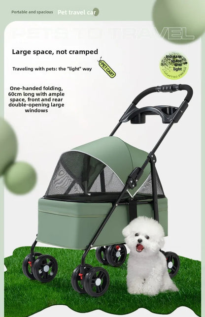 2026 New Lightweight Foldable Pet Stroller Teddy Cat Dog Handcart Outdoor Travel Cart for Small Pets