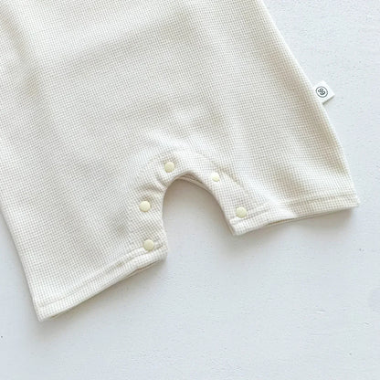 Cotton Romper Gift Hat with Ear New In Summer Kids Baby Girls Boys Short Sleeve Waffle Patch Bear Infant Newborn Jumpsuits