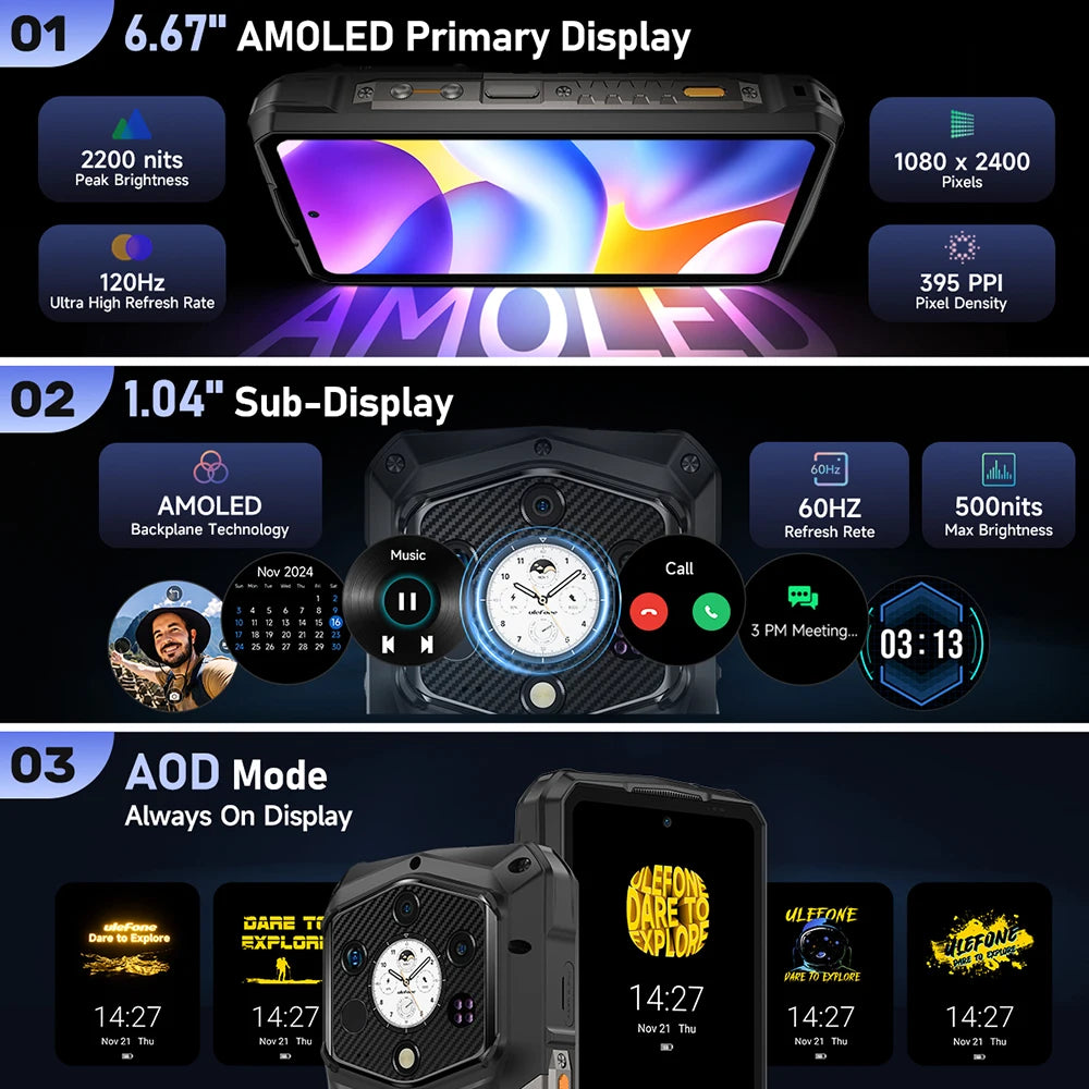World Premiere Ulefone Armor 29 Pro Thermal Version 5G AI Rugged Phone 21200mAh 120W 64MP Night Vision 6.67" 120Hz 512GB ROM