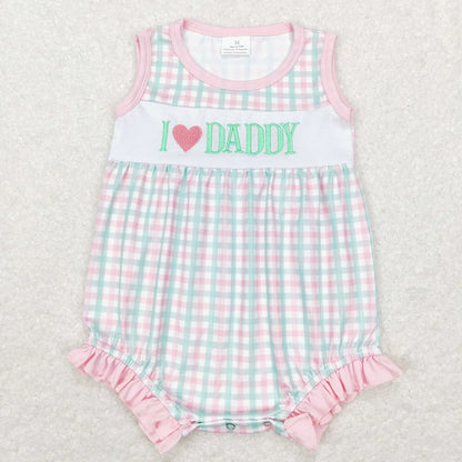 Wholesale Baby Girl Newborn Birthday Balloons Romper Bubble Embroidery Pink Plaid Bows Jumpsuit Kids Toddler Summer Clothes
