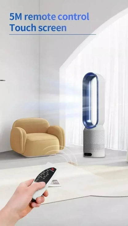 Smart Bladeless Fan with Remote Control 8 Wind Speeds Intelligent Timing 90° Oscillation Quiet Air Cooler for Home Bedroom