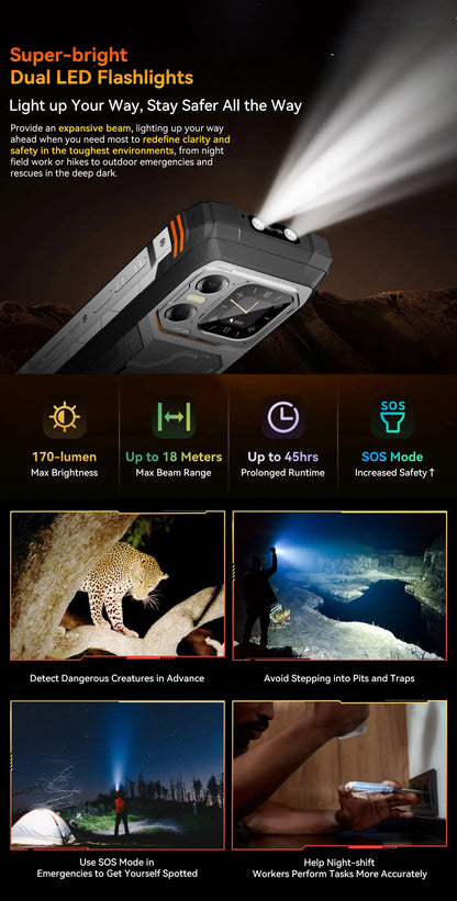 Blackview XPLORE 1 Outdoor 5G Rugged Smartphone Android 15, 6.78'' 2.4K Display, 16GB+512GB, 20000mAh, Waterproof Mobile Phone