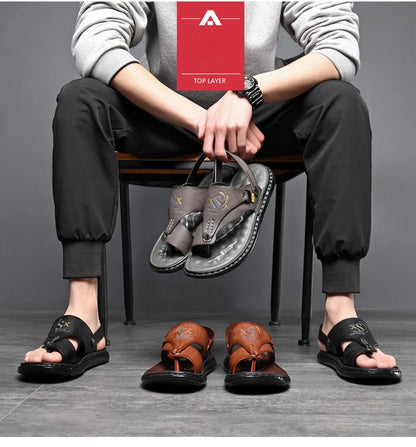 Brand Men's Sandals Summer Soft soled Anti slip Beach Shoes Male  Outdoor comfortable Men slippers Luxury High Quality sandalias