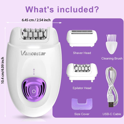 2in1 Epilator Facial Hair Removal Rechargeable 32 Tweezers Smooth Skin Whole Body 2 Speeds Hair Removal Device Electric Shaver