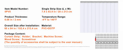 SucceBuy PVC Clear Strip Curtain 84" x 38"/48"/60" Plastic Windproof Door Freezer Curtain Hanging Strips for Warehouse Home