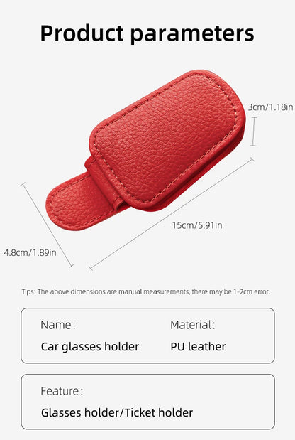 JFBONIN Leather Magnetic Sunglasses Holder Car Sunshade Accessory with Ticket Clip Functional Sunshades Car Accessory