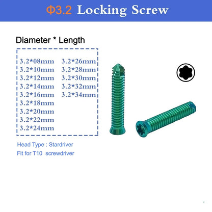 VKTIMALL Titanium Locking Screw Veterinary B1.6-B4.0 Bone Screw for Orthopedic Implant Trauma Plates