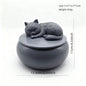 Pet Urn for Cats Resin Sleeping Cat Memorial Ashes Container Matte Sealed Pet Hair Keepsake Box Decor Desktop Loss Sympathy Gift
