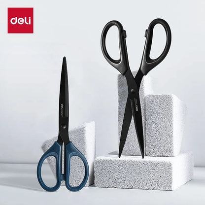 Deli Black Blade Scissors Stainless Steel Anti-Rust Shears Comfort Grip Office School Home Craft Cutting Stationery