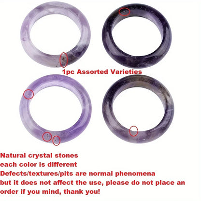1Pc Natural Stone Band Rings Amethyst Rose Quartz Obsidian Finger Solid Ring Women Men Minimalist Reiki Healing Jewelry Gift