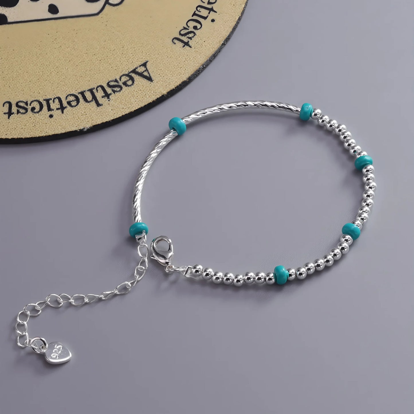 VENTFILLE 925 Sterling Silver Line Extremely Fine Bracelet for Women Love Haert Bead Korean Ins Sweet Jewelry Gift Dropshipping