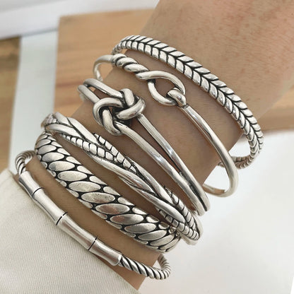100% Solid 925 Sterling Silver Metal Bracelet for Women Men Vintage Handmade Simple Birthday Gift S-B451