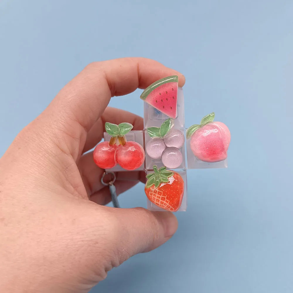 Keycap Keychain Mobile Phone Pendant Fruit Kawaii Keyring Fingertip Decompression Novelty Pop Fidget Toy Valentine Holiday Gift
