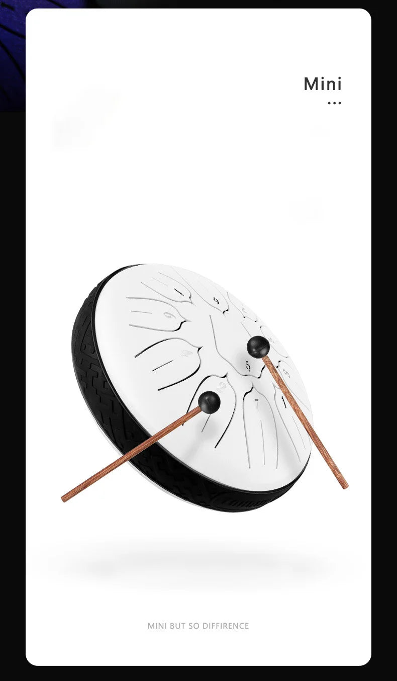 Hluru Glucophone Steel Tongue Drum 6 Inch 11 Notes D Tone Ethereal Drum Music Drum Yoga Meditation Percussion Instrument