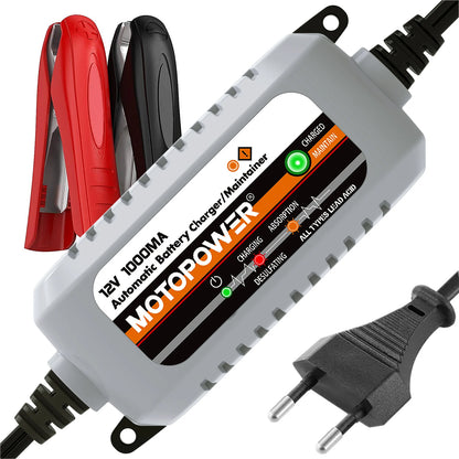 MOTOPOWER MP00205B 12V 1000mA Fully Automatic Battery Charger/Maintainer